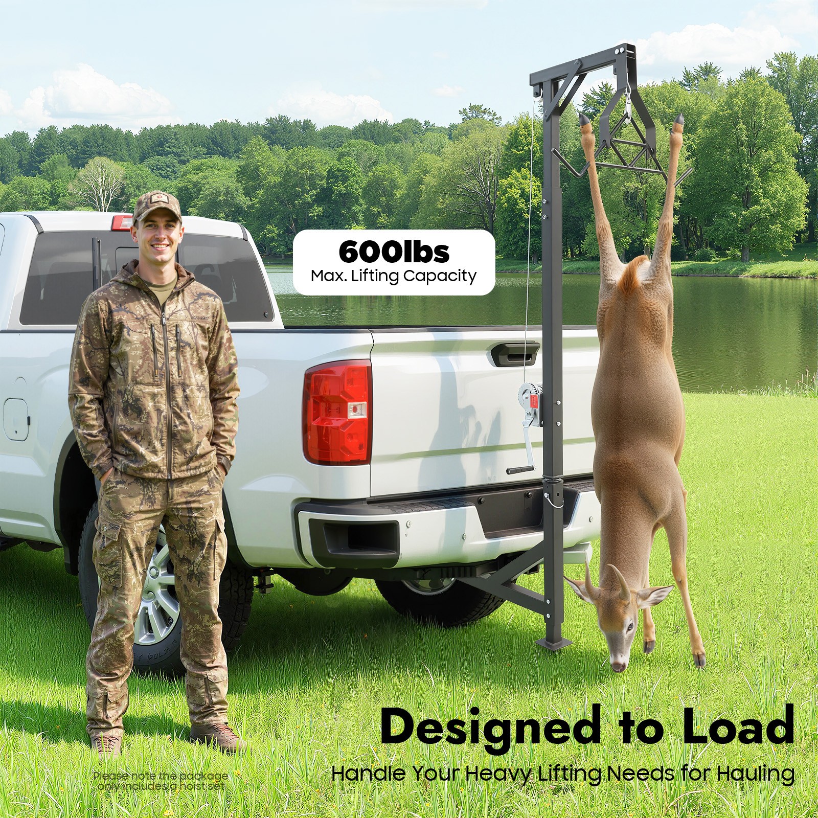 272kg/600lbs Vehicle Mounted Truck Deer Hoist Game Lifting Hoist Manual Crane