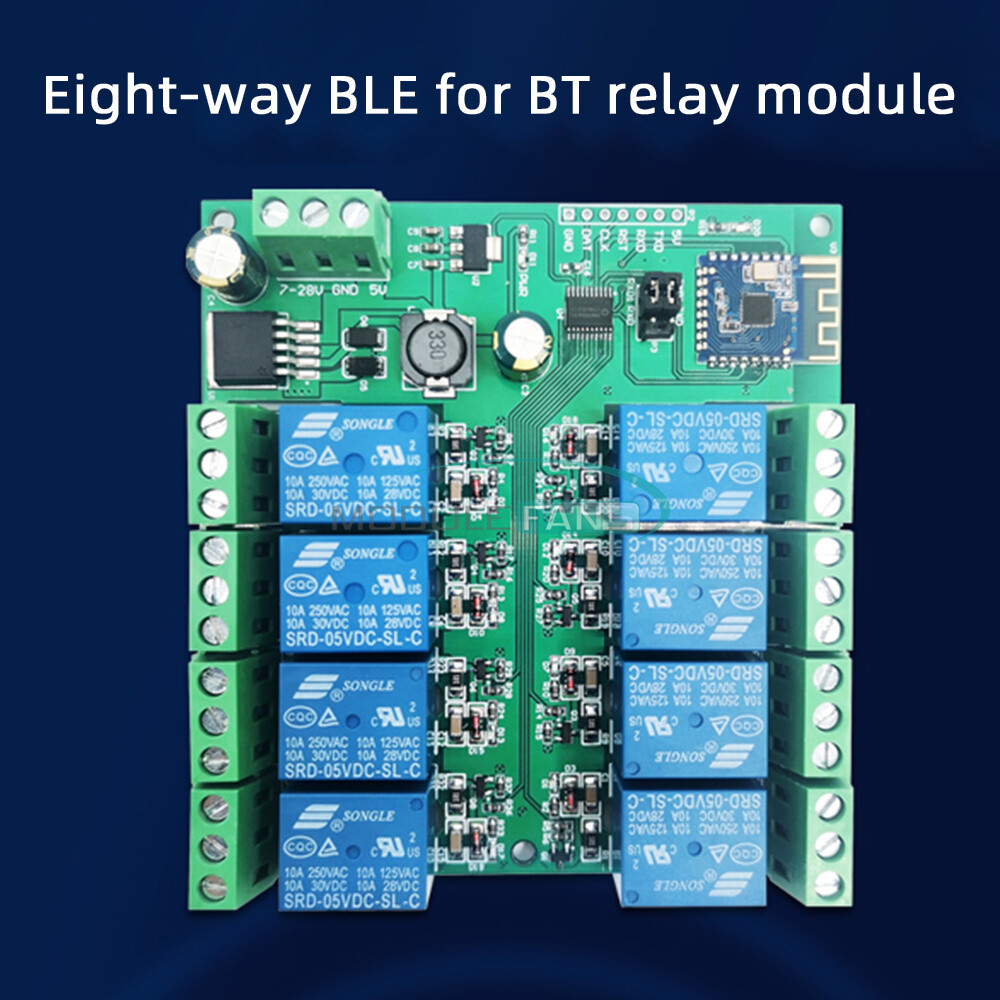 8-Channel Bluetooth 5.0 Relay Module Board APP Remote Control Switch DC7-28V/5V