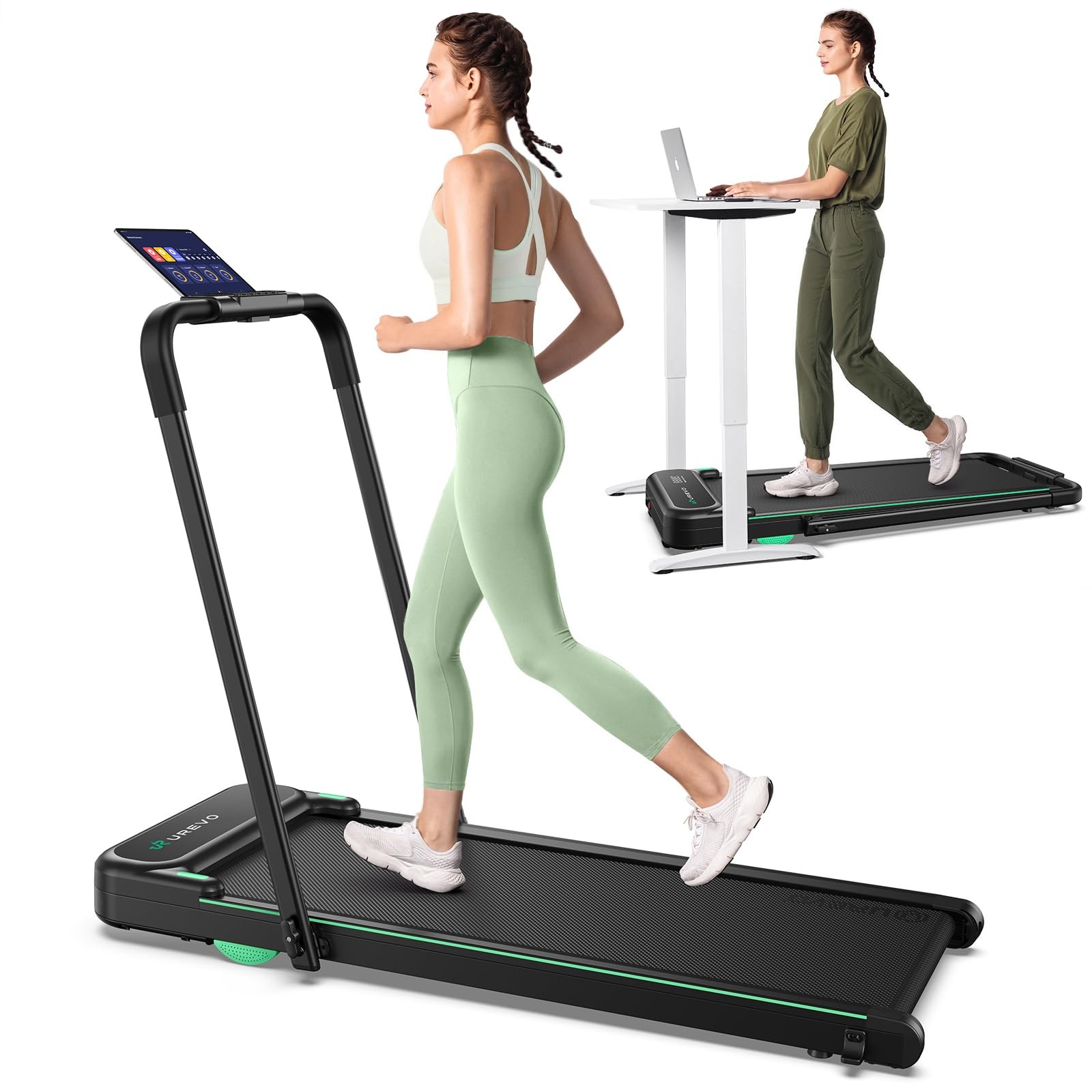 Strol 2E Smart 2-in-1 Folding Treadmill, Compact Walking Pad with Safety Hand...