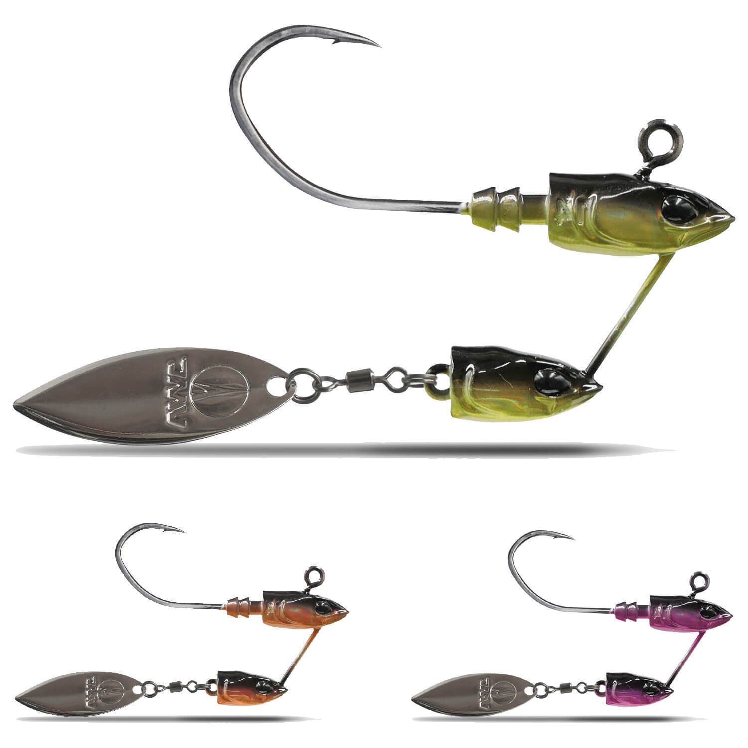 VMC Twin Jig Head Leaf Spinner Hooks Jighaken Artificial Lures Zinc