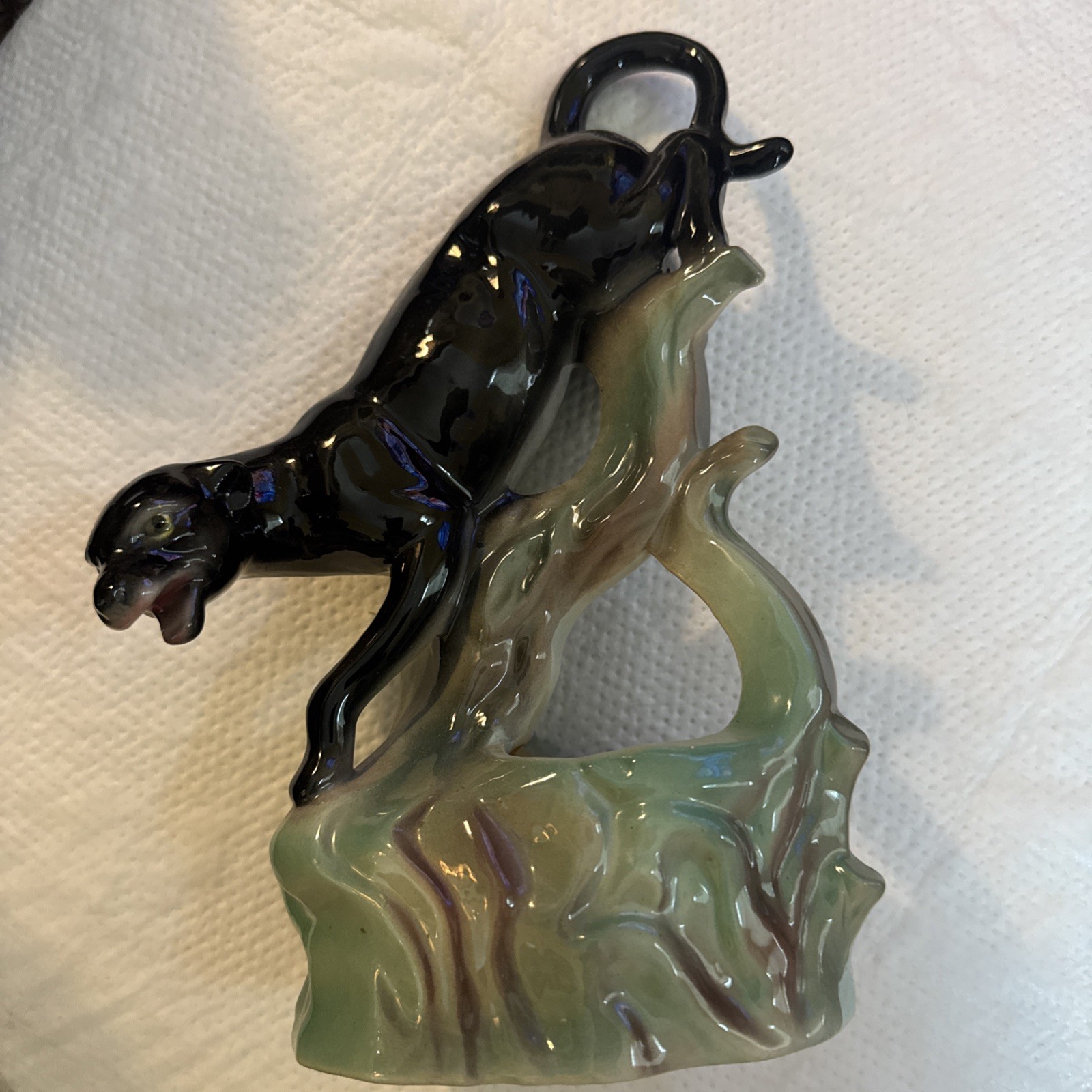Vintage MCM Retro Black Panther Ceramic Planter