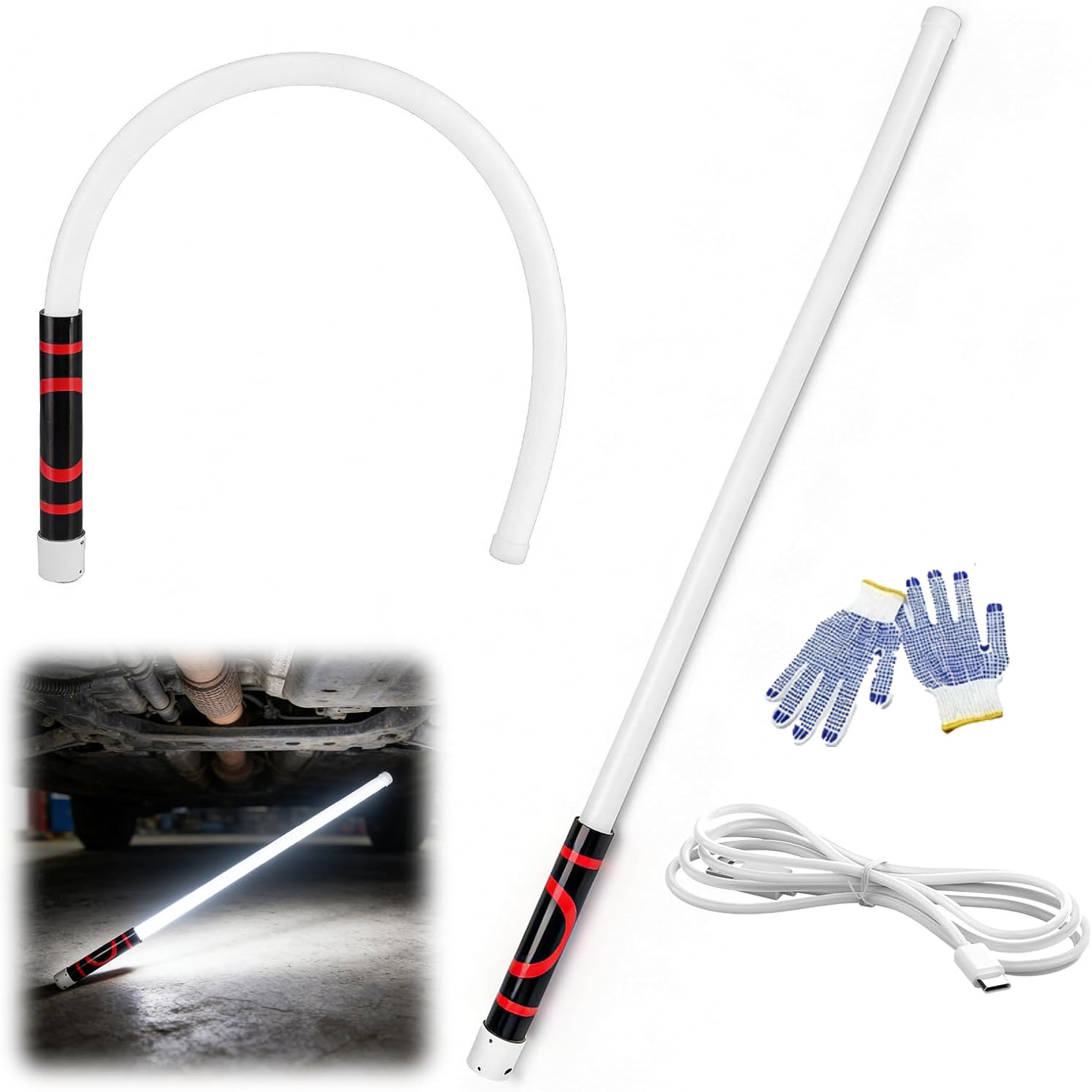 30" Bendable Mechanic Work Light Flexible LED Flashlight Stick for Car Repair