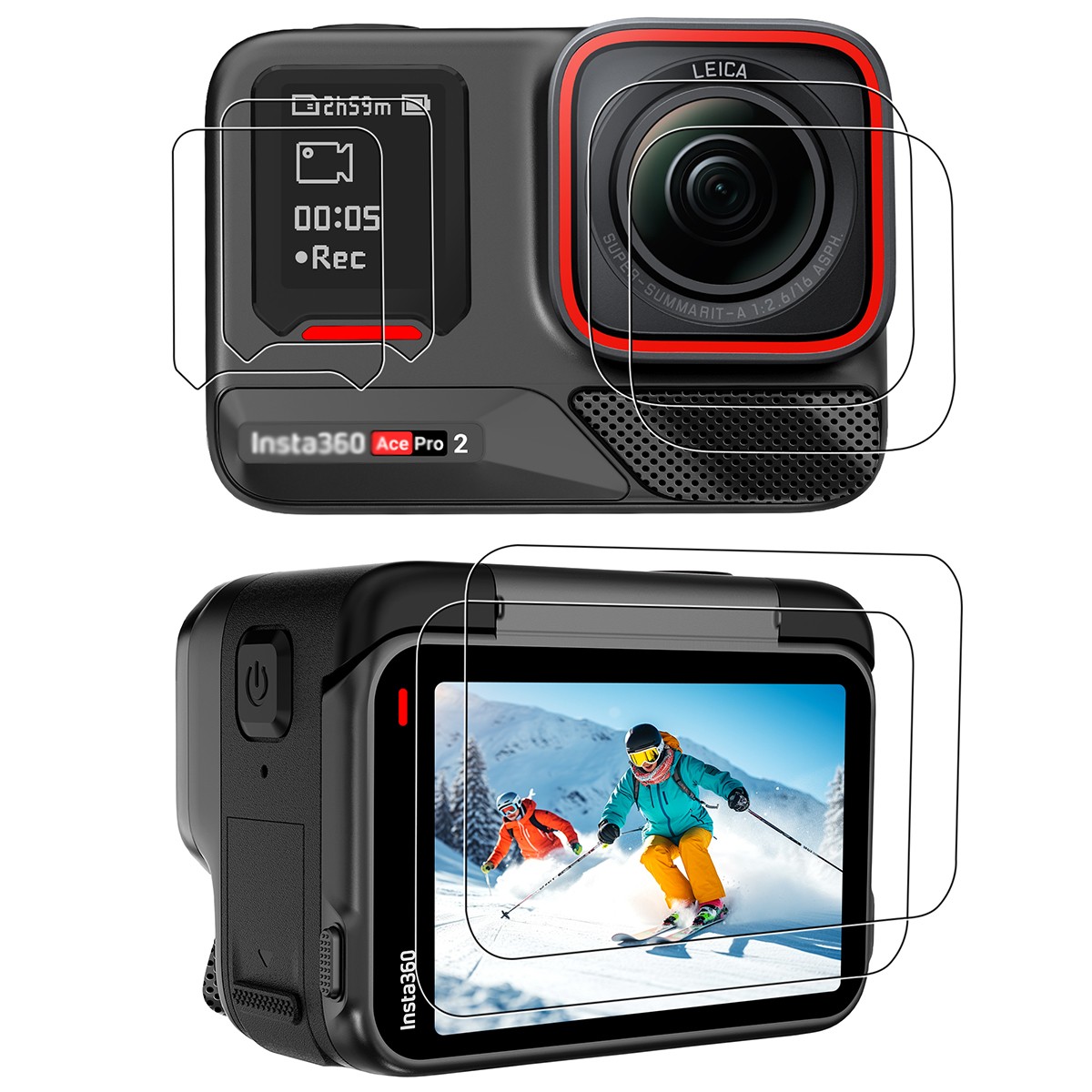 Camera Lens Screen LCD Display Protector Tempered Film Set for Insta360 Ace Pro2