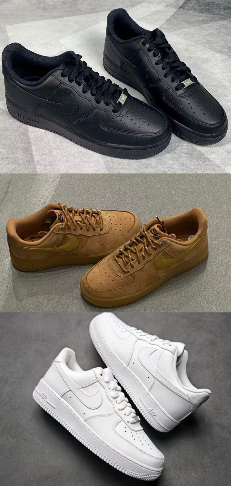 Nike Men's Air 1'07 Low Triple Black & White & Brown Classic Sneakers