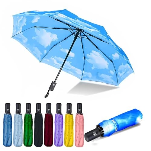 42/49 Inch Compact Windproof Travel Umbrella for Rain, 42 Inch Cloud