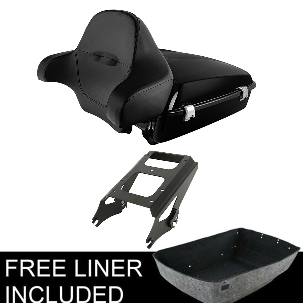 Black Chopped Trunk Backrest Mount Fit For Harley Touring Street Glide 2009-2023