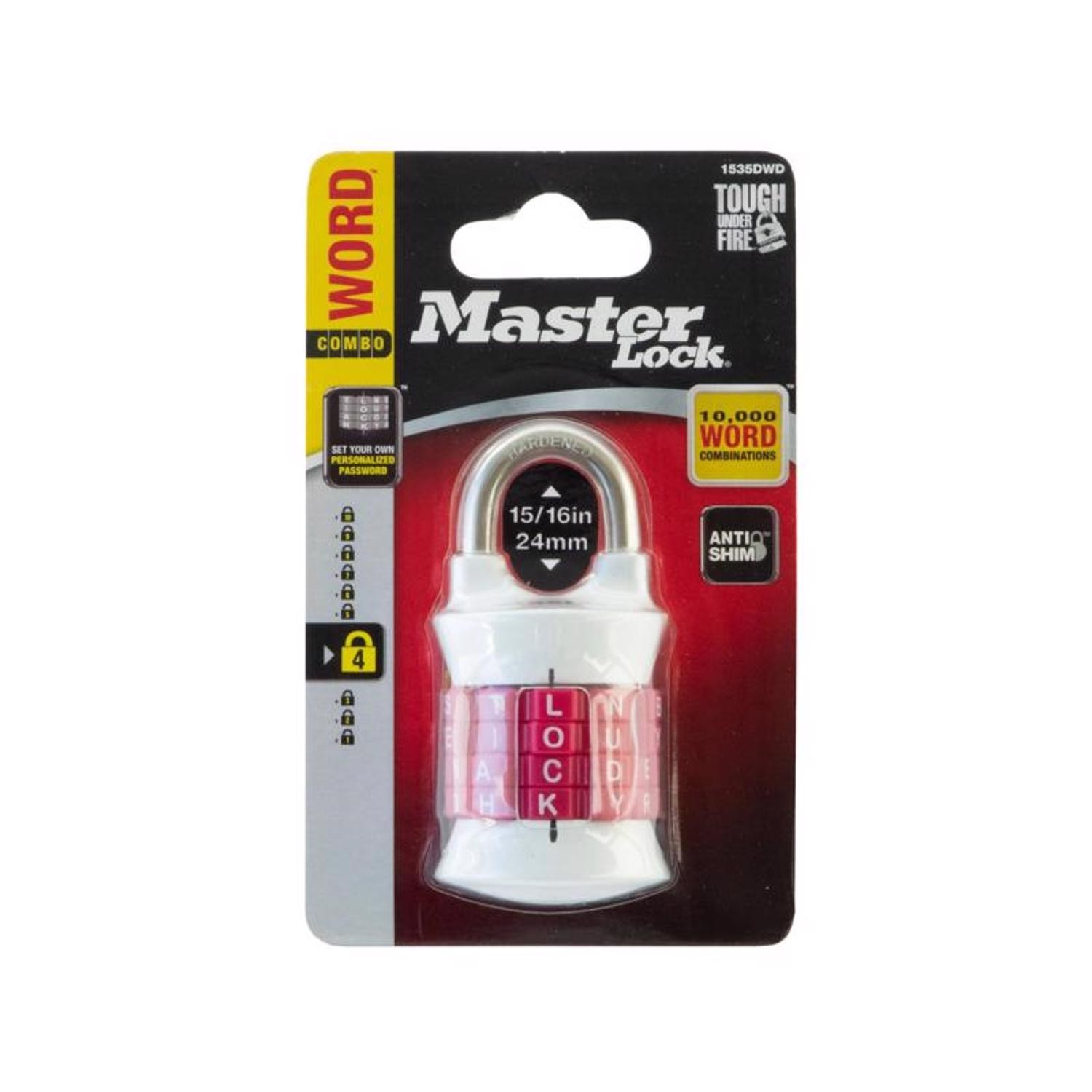 Master Lock 1535DWD Assorted Set Your Own Word Combination Padlock 1-1/2 in.