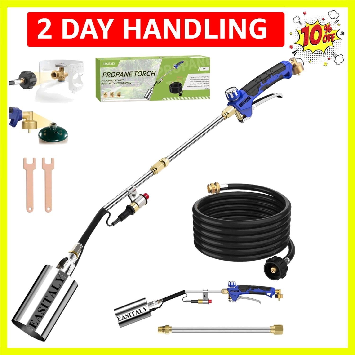 Propane Torch Weed Burner Kit,High Output with 12.5FT Hose,Heavy Duty Blow To...
