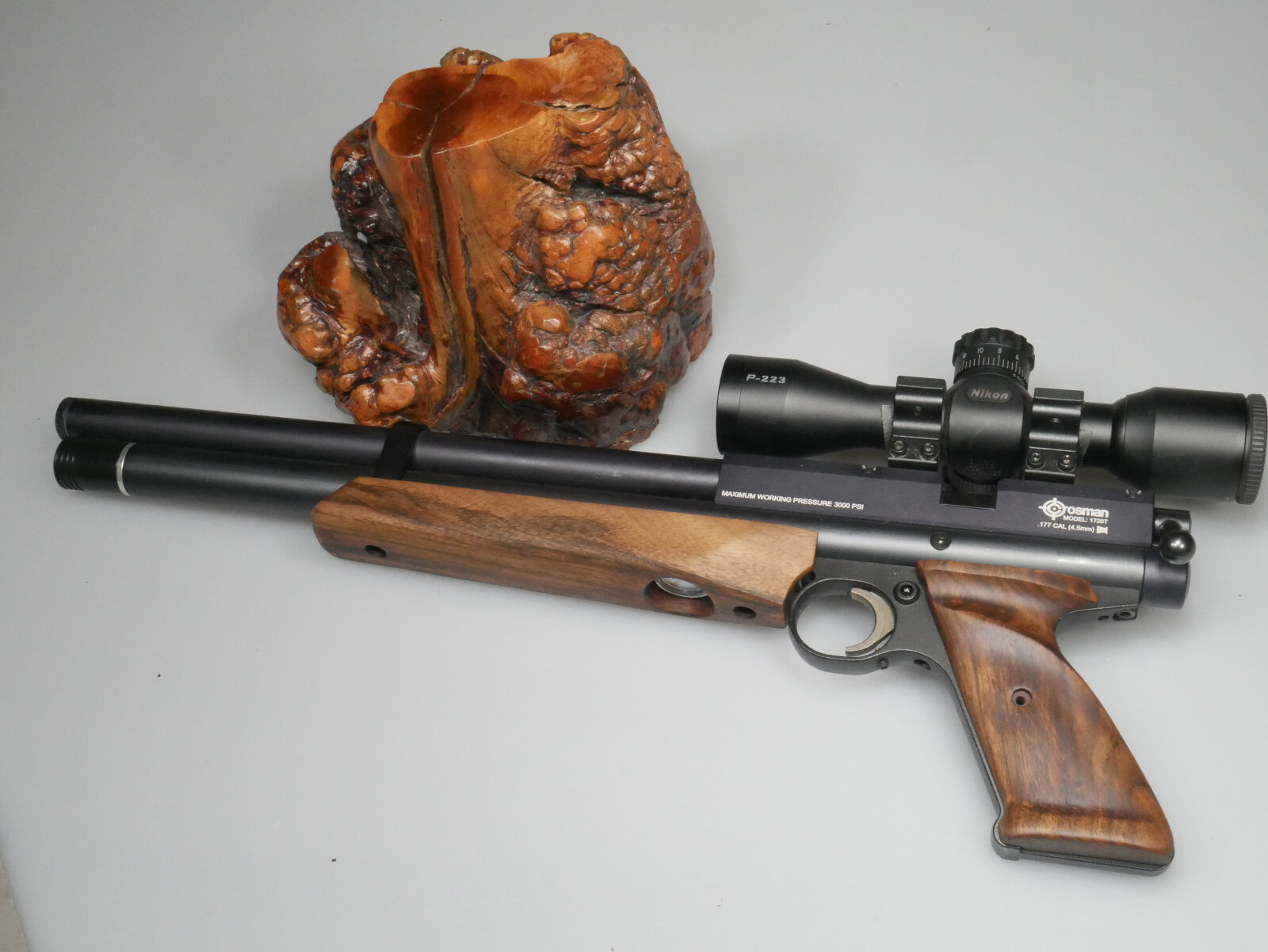CUSTOM WALNUT PISTOL FOREARM & GRIPS FIT CROSMAN 1720T/1720 T, BENJAMIN MARAUDER