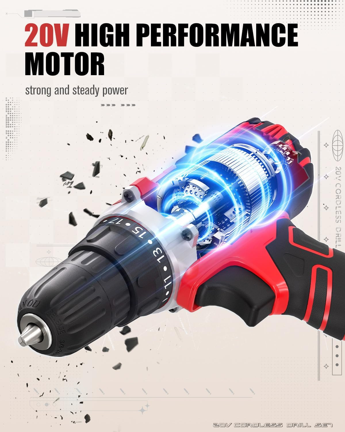 AVID POWER 20V MAX Power Drill Kit, Cordless Drill Set with Battery