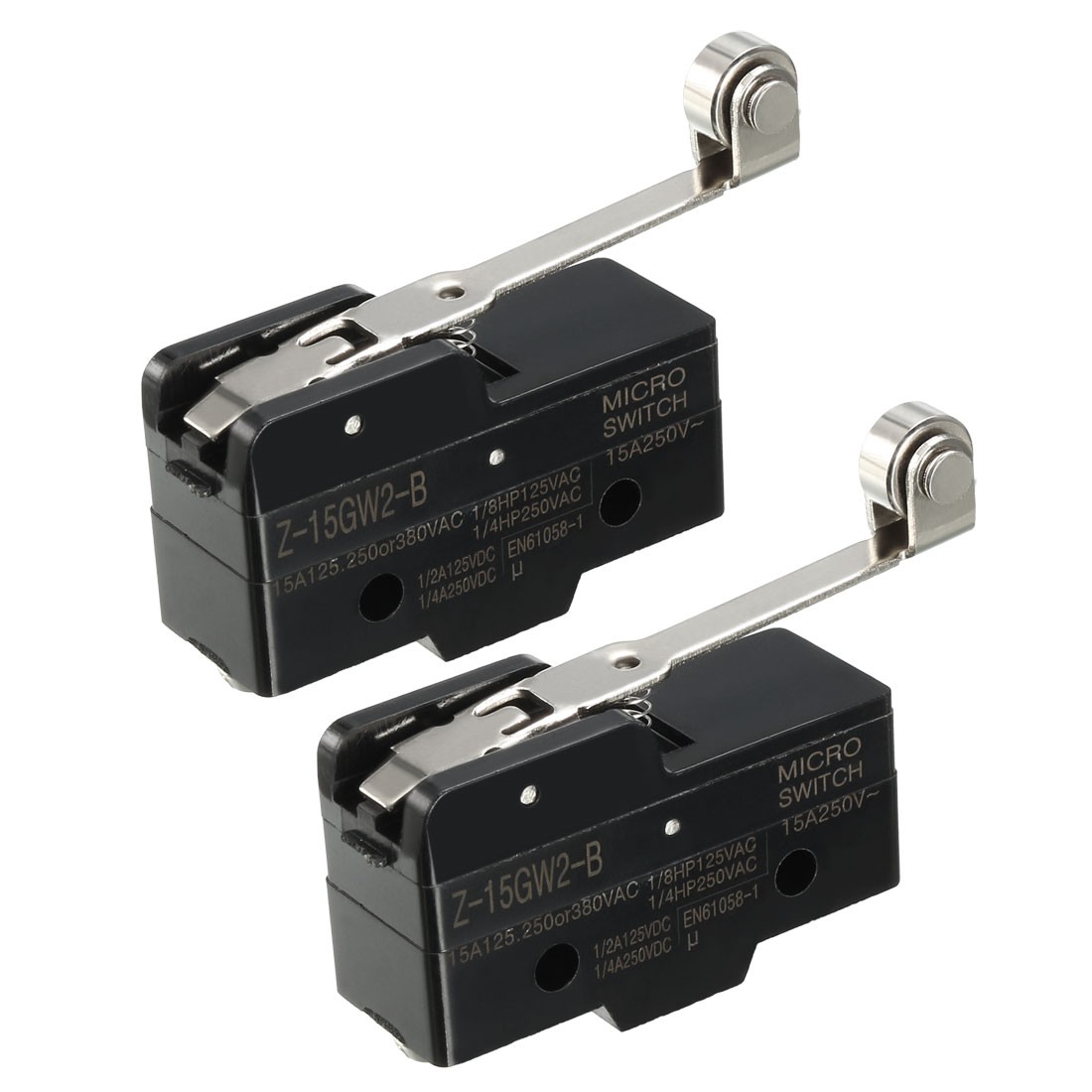 2PCS Z-15GW2-B 1NO + 1NC Long Hinge Roller Lever Micro Action Switches