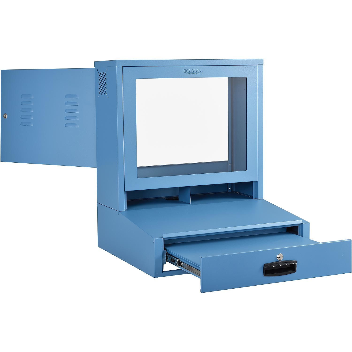 LCD Counter Top Security Computer Cabinet Blue 24-1/2"W x 22-1/2"D x 29-1/2"H