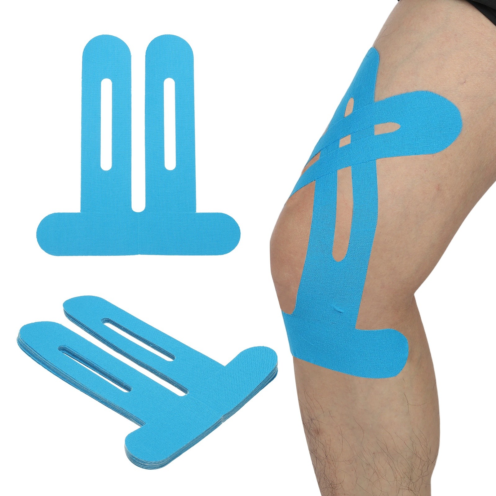 Kinesiology Tape for Knees Precut Elastic Athletic Knee Tape 10 Pack & Blue