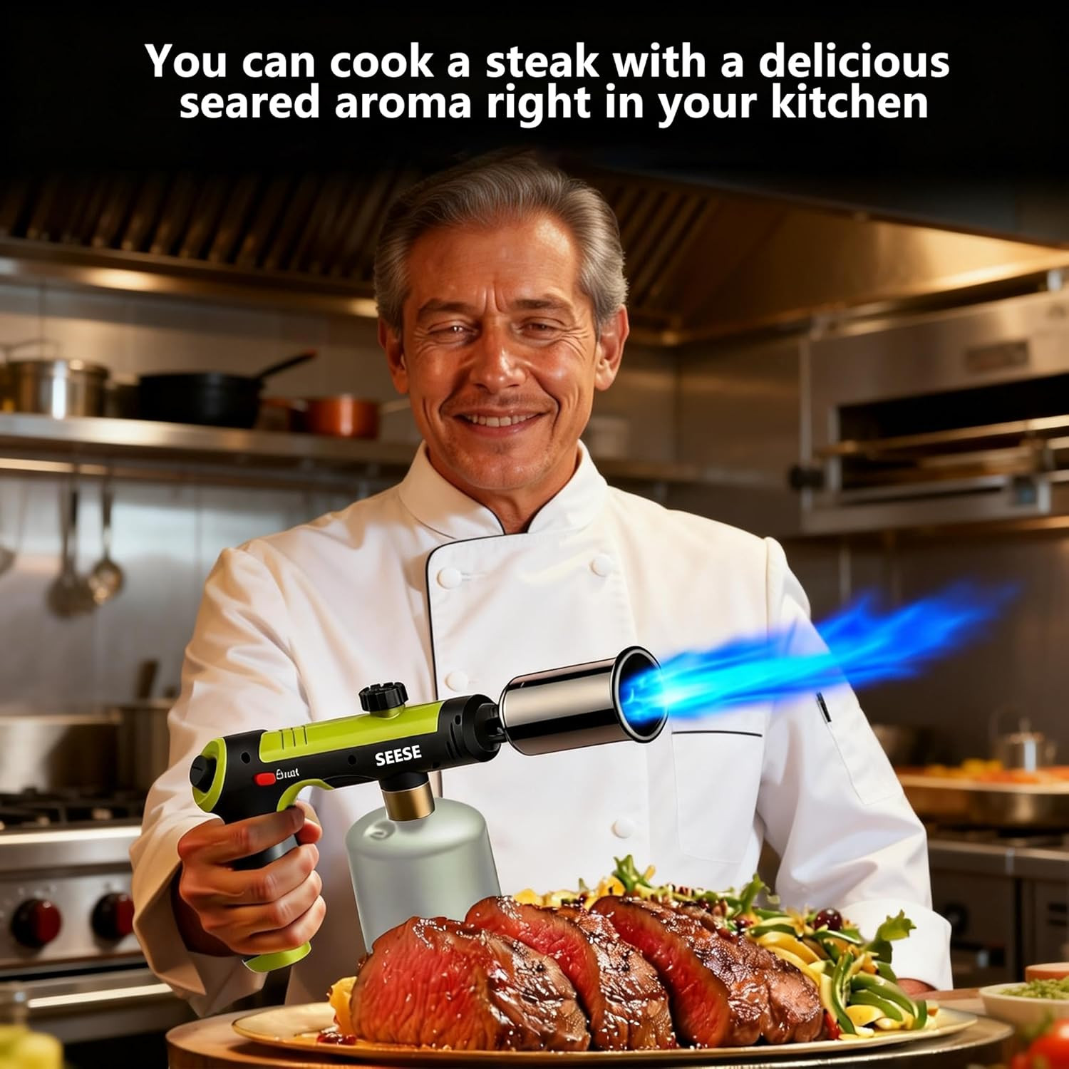 Powerful Propane Torch Gun,Kitchen Cooking Torch with One-Touch Max Fire, Cha...