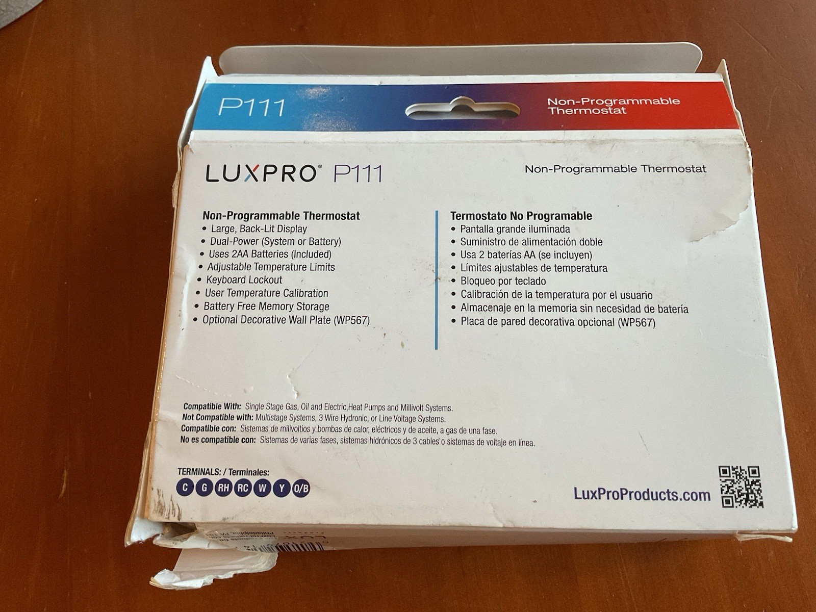 Lux Pro P111 Heating and Cooling Non-Programmable Thermostat Luxpro