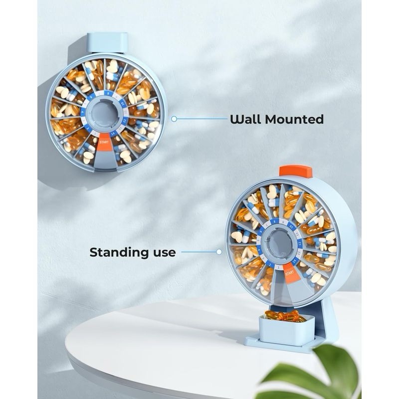 Daviky Desktop Pill Dispenser Daily Large Pull Box Organizer Wall Pointed 14 Day