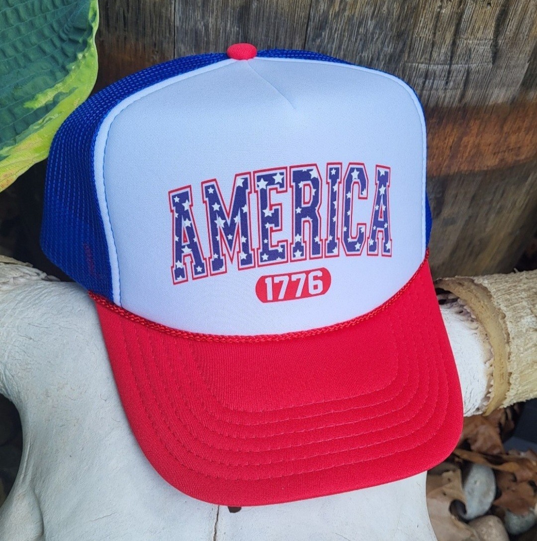 America 1776 Trucker Hat Snapback Otto Brand Party BBQ Patriotic