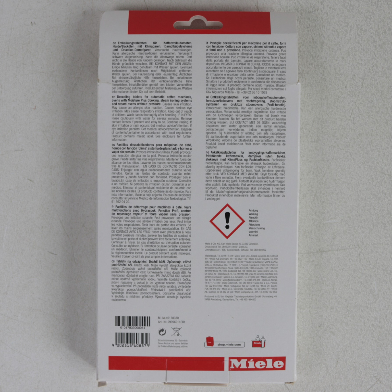 Miele 6-Pack 50g Descaling Tablets Open-Box
