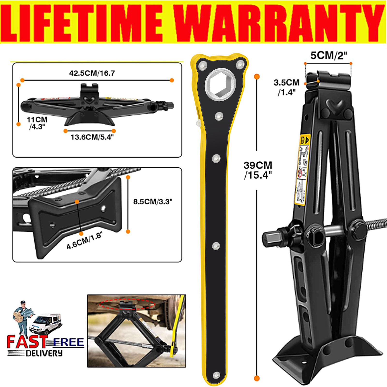 Upgraded! Car Lift Scissor Jack Hand Automotive Spare Tire Tool with Hex Wrench