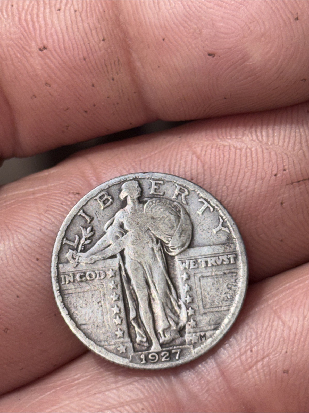 1927 Standing Liberty Coin. In COD WE TRUST ERROR