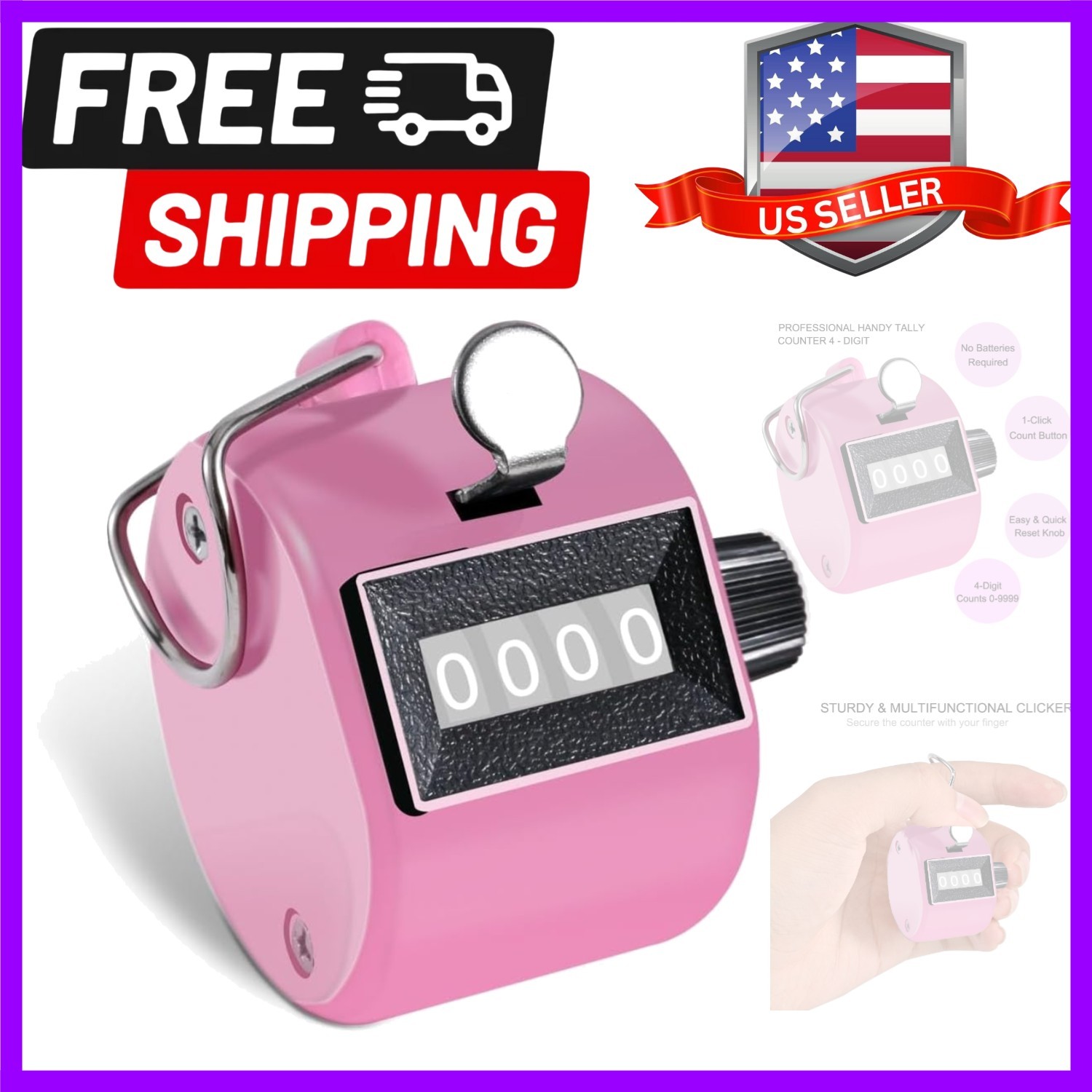 Clicker Counter Handheld Tally Counter 4-Digit Number Counter, 2 Pack Hand Me...