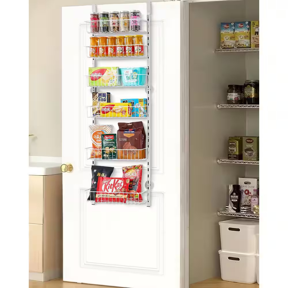 6-Tier over the Door Pantry Organizer, Heavy-Duty Steel Hanging Spice Rack, Adju