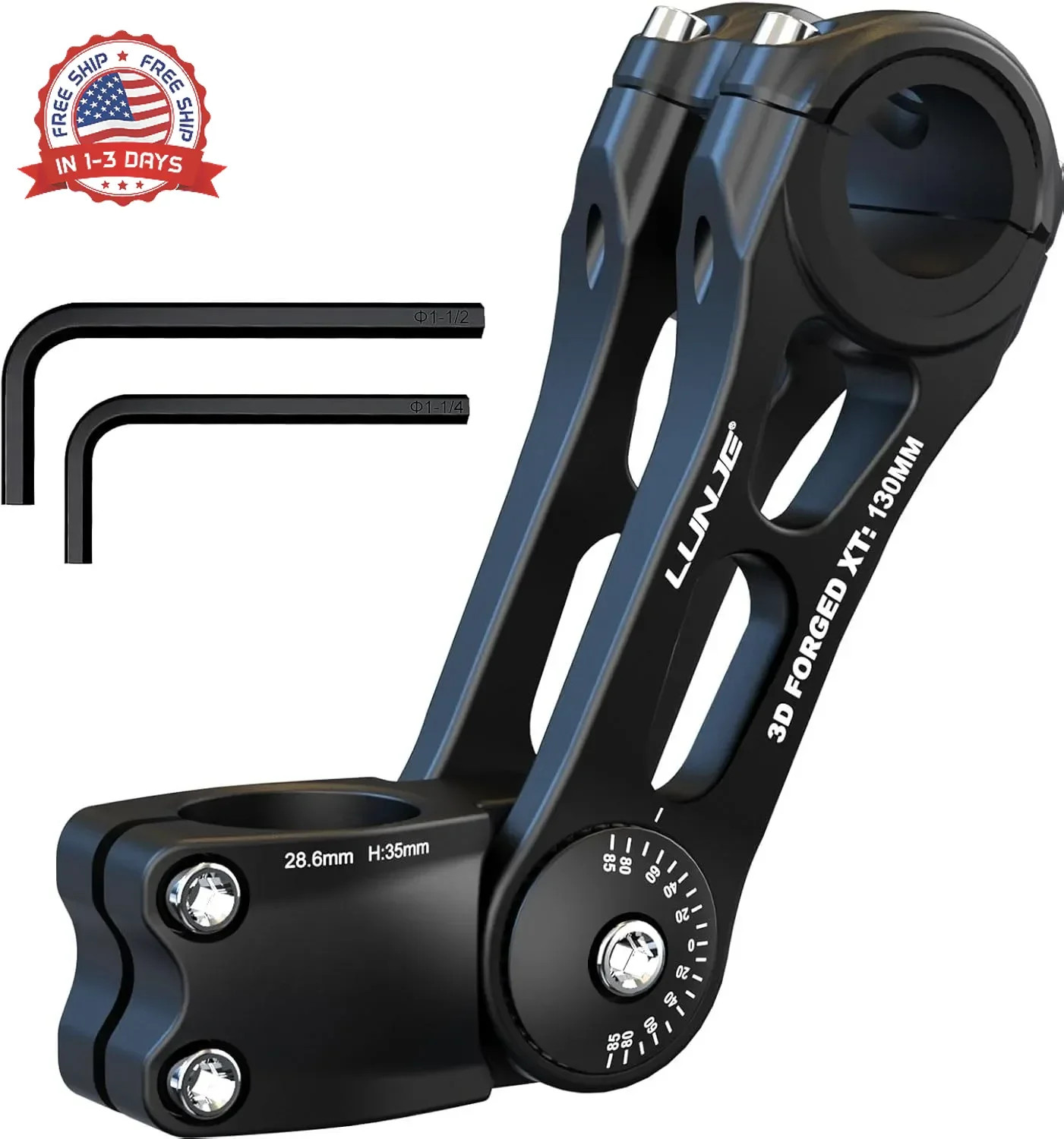 Adjustable Bike Stem 31.8mm - 120° Ergonomic Angle MTB Stem for Enhanced Control