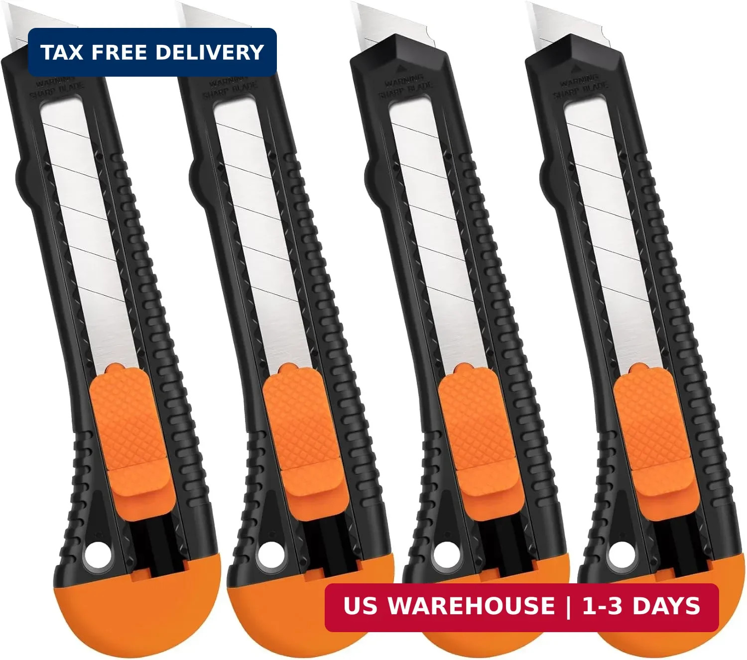 Retractable Utility Knife, 4 Pack Box Cutters with 18mm Snap-Off Blade for Paper