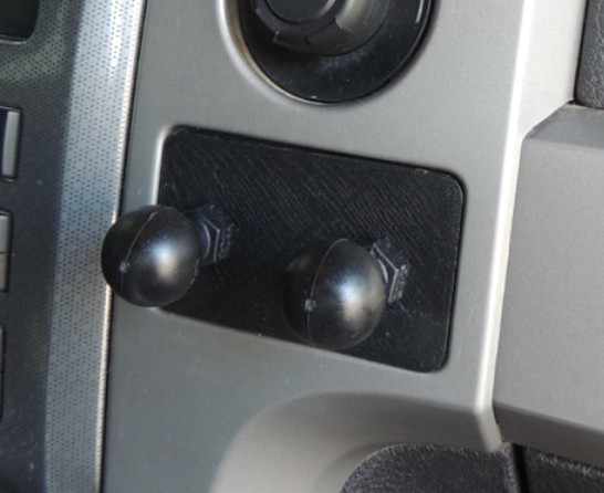 Dash Cubby Phone/Tablet Mount for 2009-2014 Ford F150 Trucks, w/ Two 1" Balls