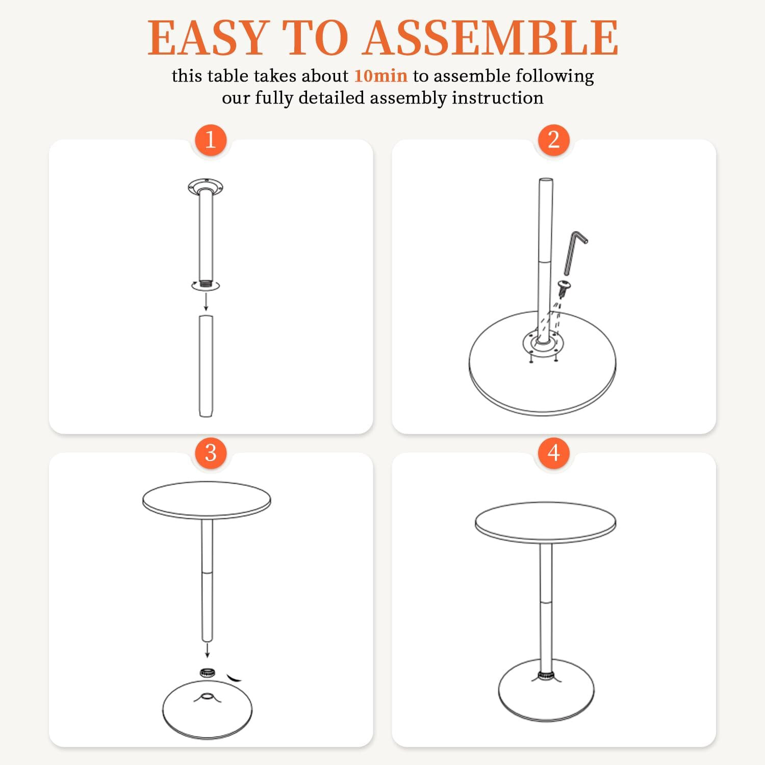 Bar Table 40 Inch Round Table Height Top Pub Table Cocktail Table for Home,2 Set