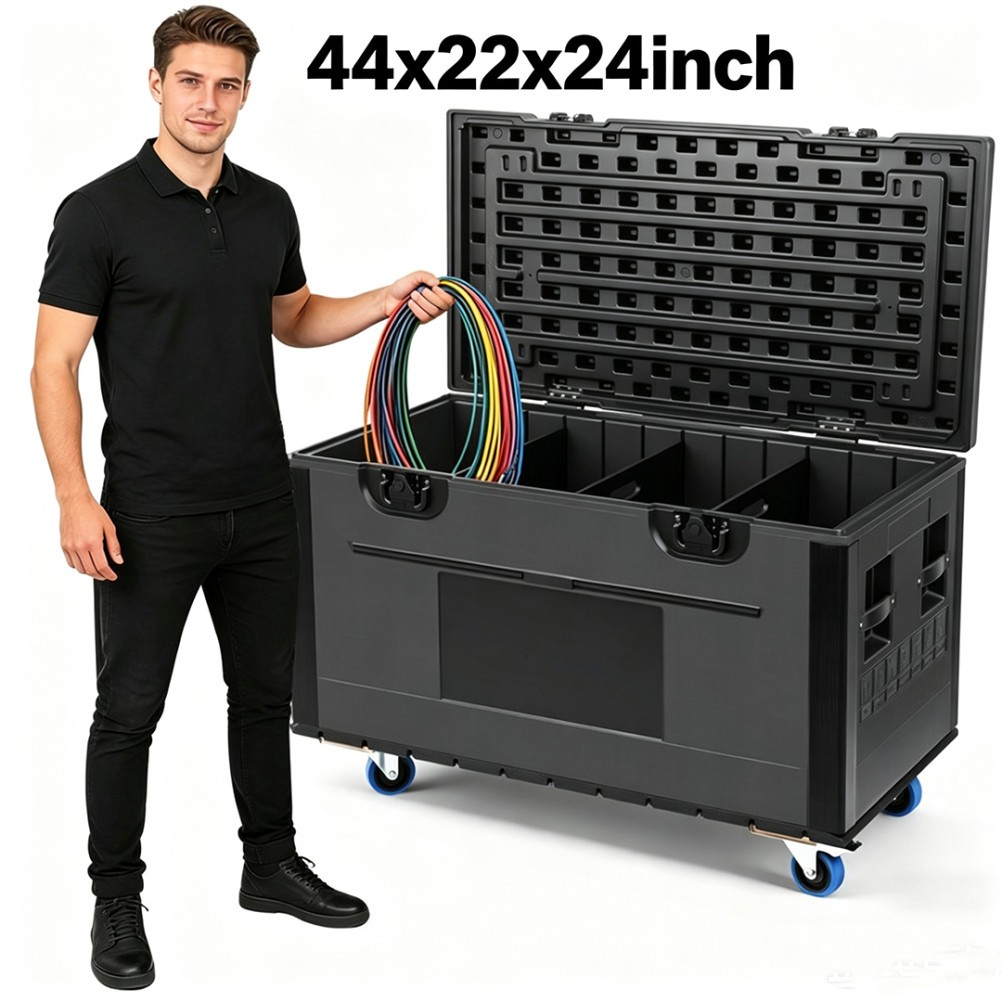 44x22x24inch Cable Trunk ATA Road Flight Case Stackable for Pro Audio DJ Touring