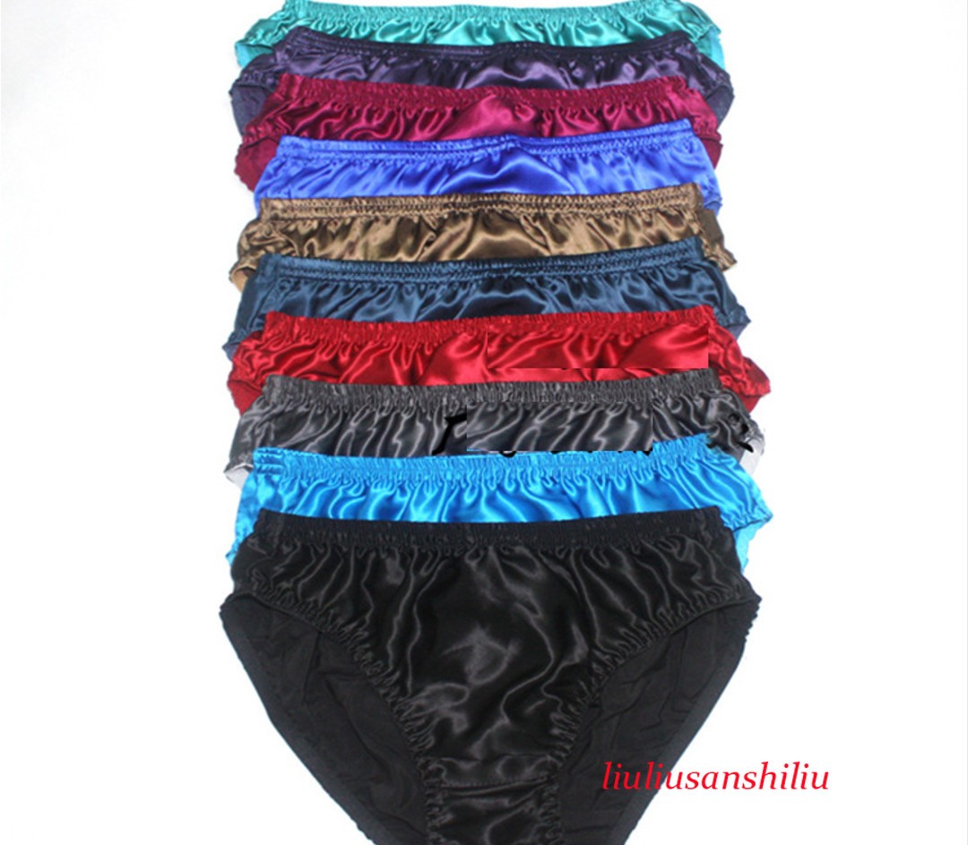 6pcs Mens Pure 100% Mulberry Silk Panties Underwear Briefs Bikinis SIZE:L XL XXL
