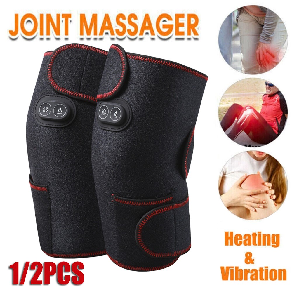 Pain Relief Electric Heating Vibration Knee Joint Pad Brace Leg Therapy Massager