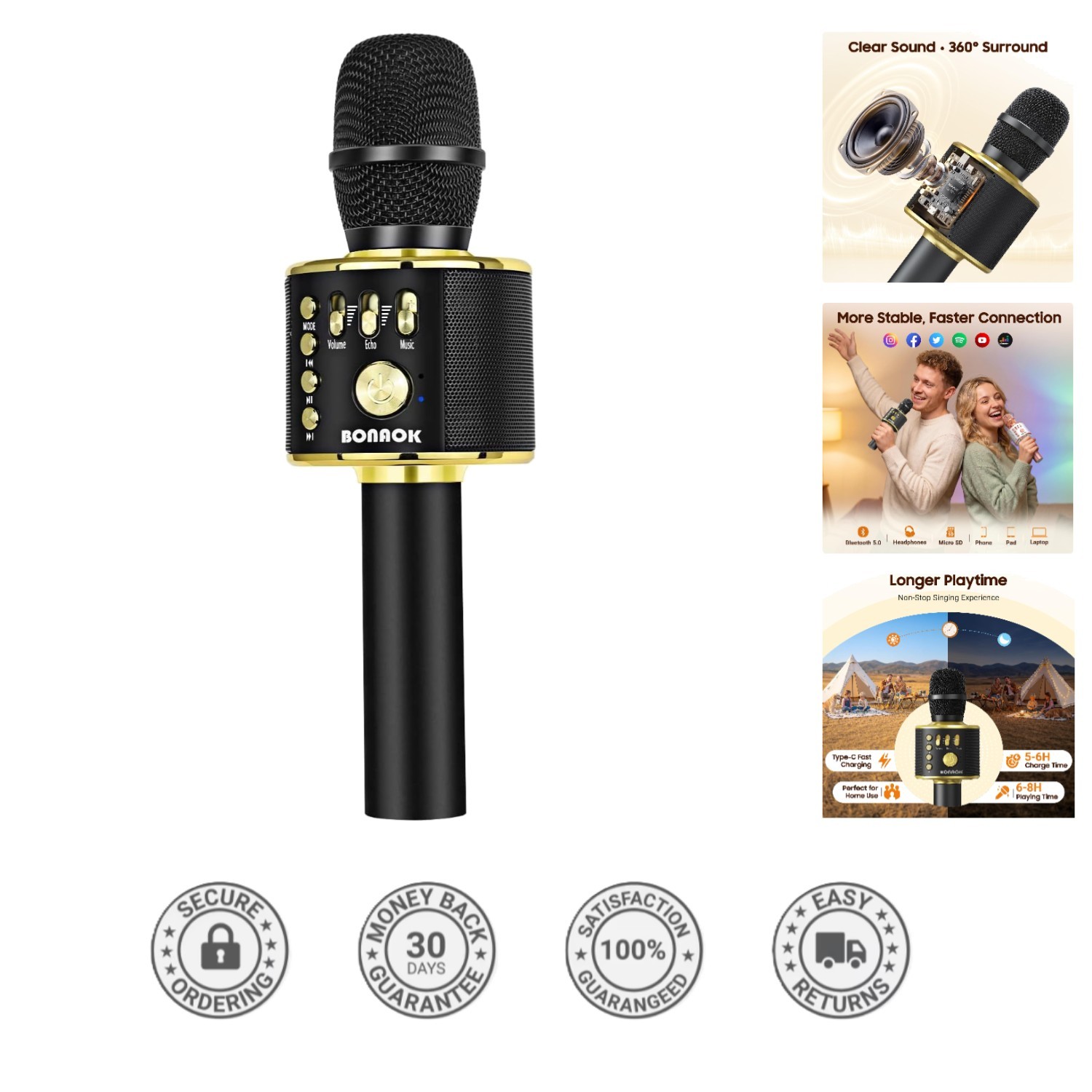 3-in-1 Wireless Karaoke Microphone - Portable Mic & Speaker for All Devices
