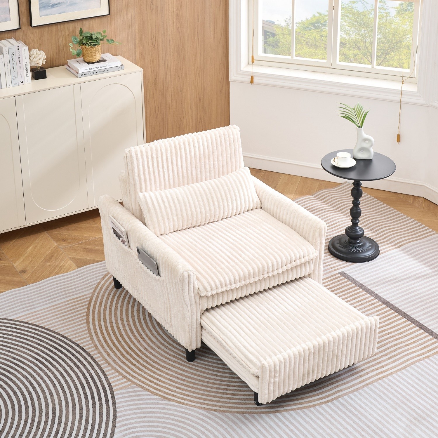Corduroy 3 in 1 Convertible Sofa Bed Folding Recliner Sleeper Sofa Chair