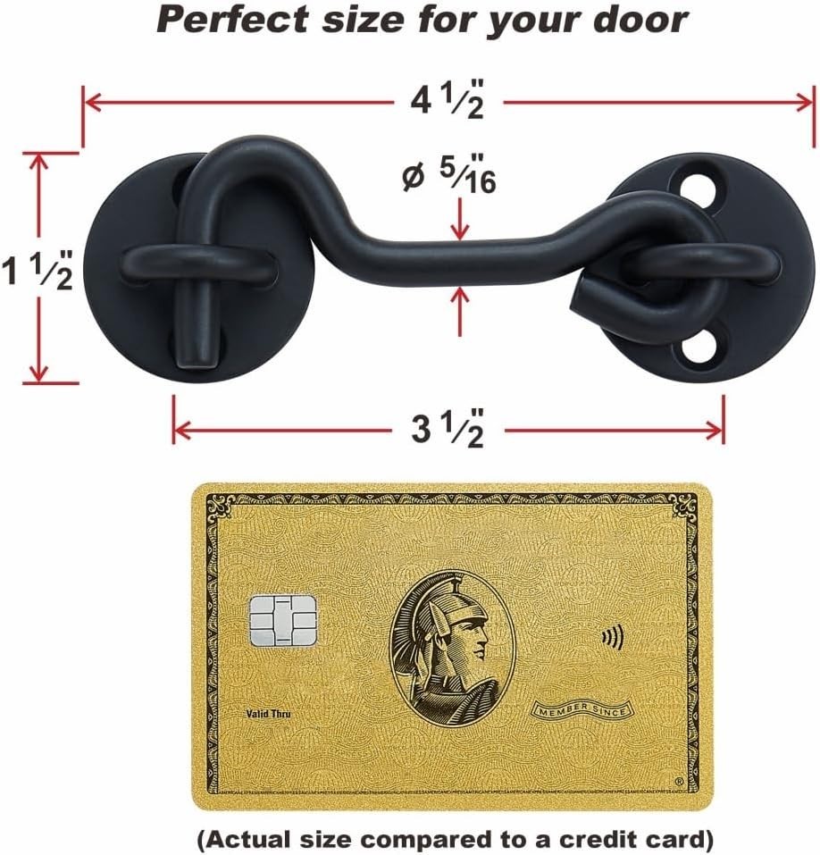 Elegant 4-Inch Privacy Hook and Eye Latch for Sliding Barn Doors - Black