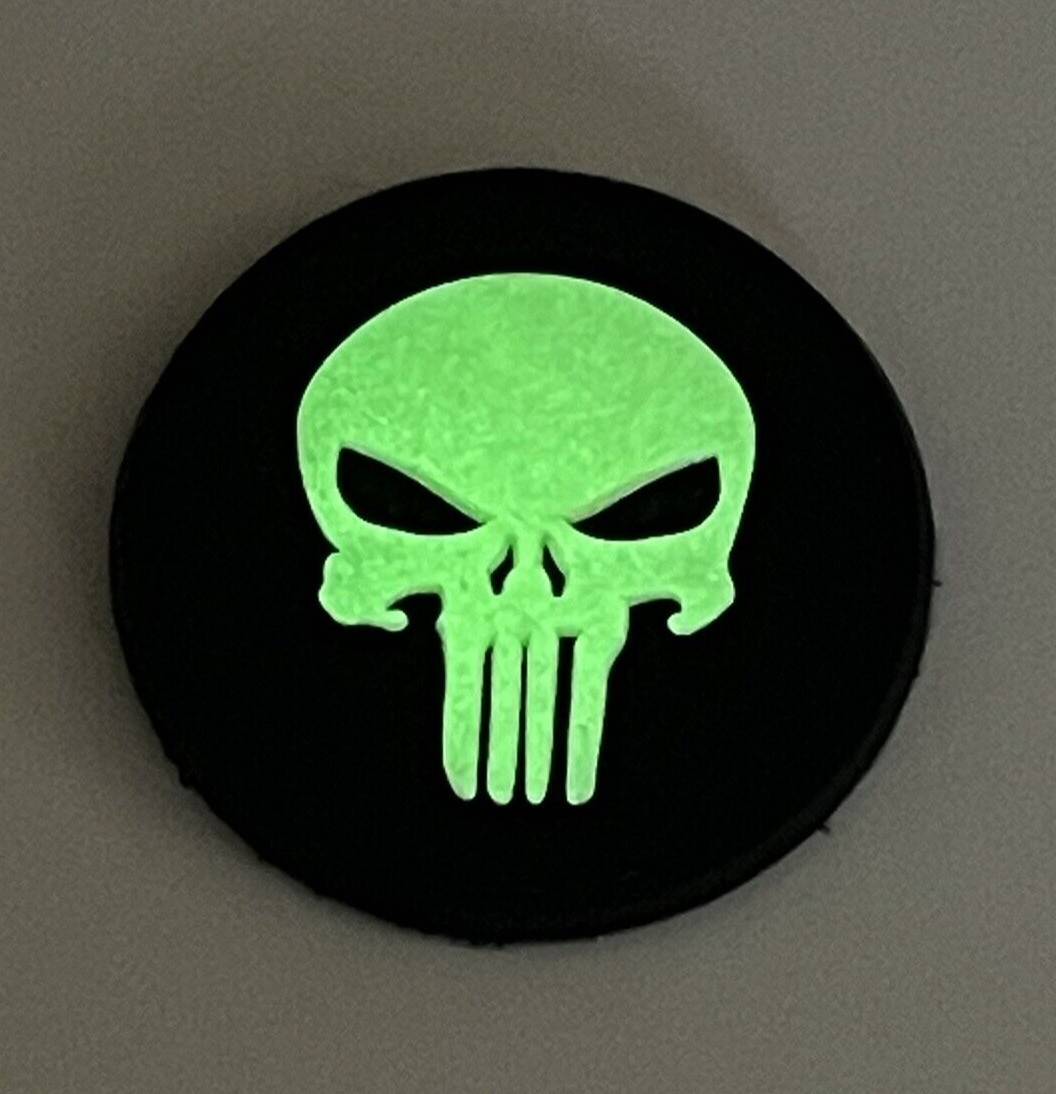 Punisher Skull Patch PVC Glow in the Dark Tactical Morale Rubber PVC Patch