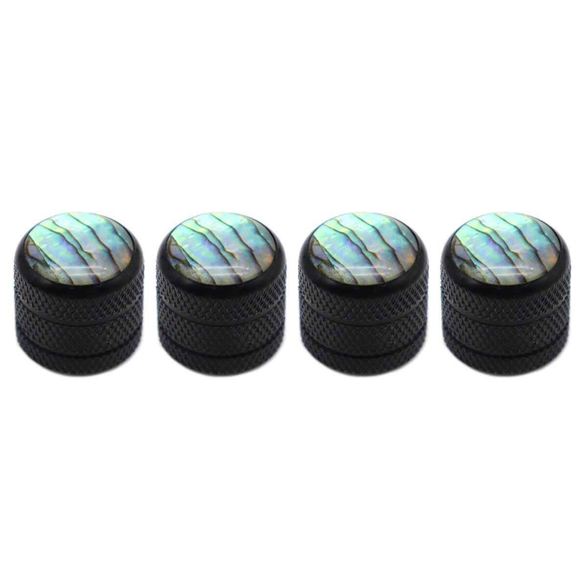 4pc Abalone Top Push on Electric Guitar Knobs Dome Knobs Bass Knobs Black