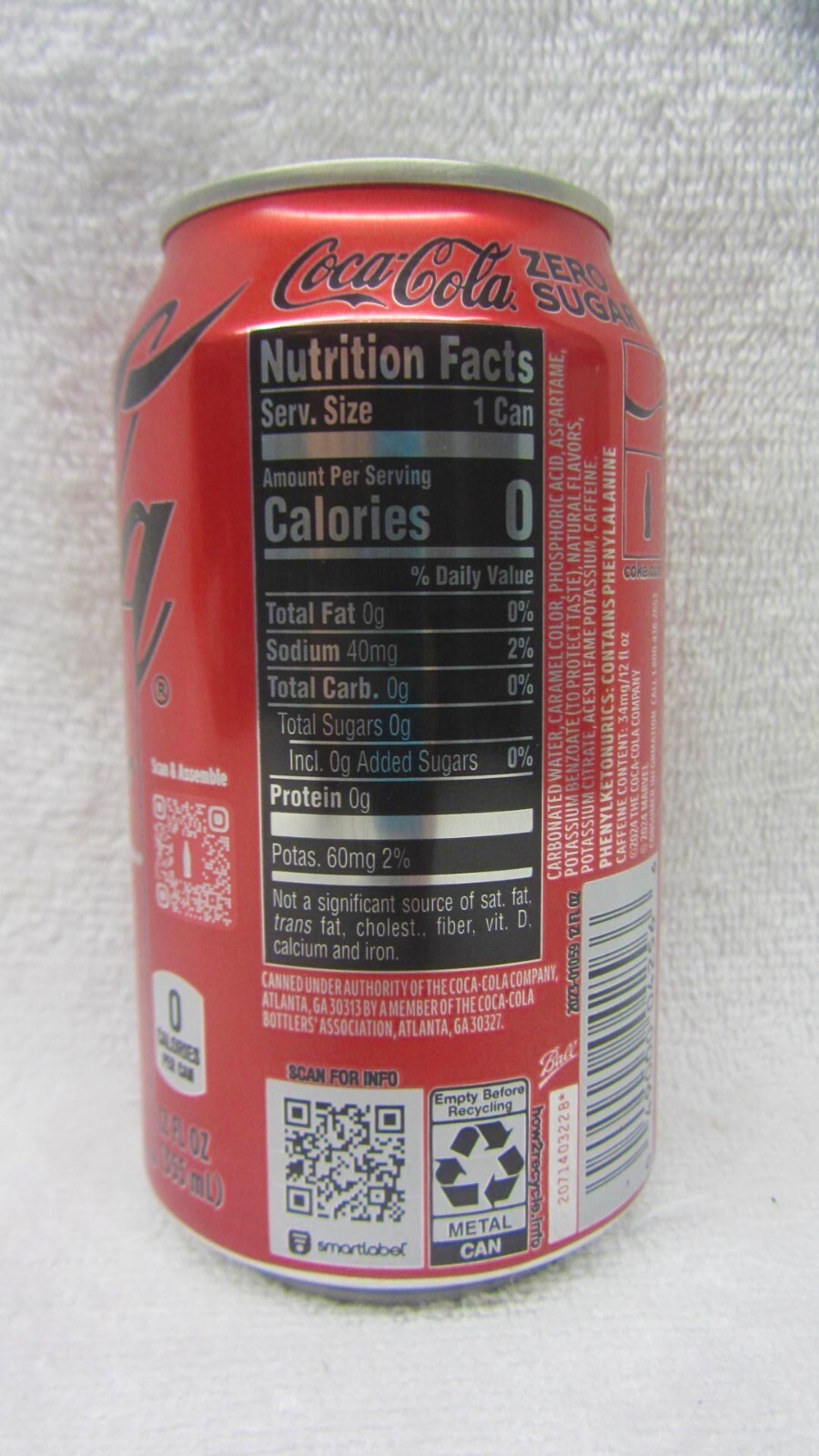 EMPTY Ltd Edition EMPTY MARVEL IRON MAN Coca Cola ZERO SUGAR 12 OZ Coke CAN