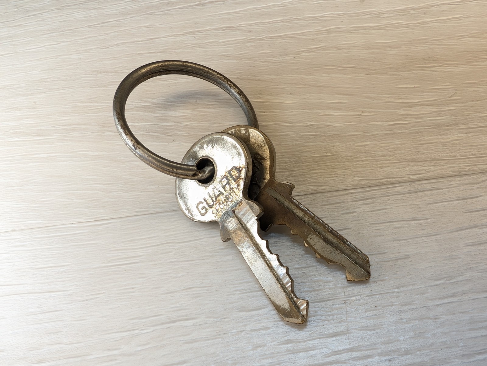Vintage Brass Guard Security Keys Brooklyn NY Decorative Collectors Set on Ring