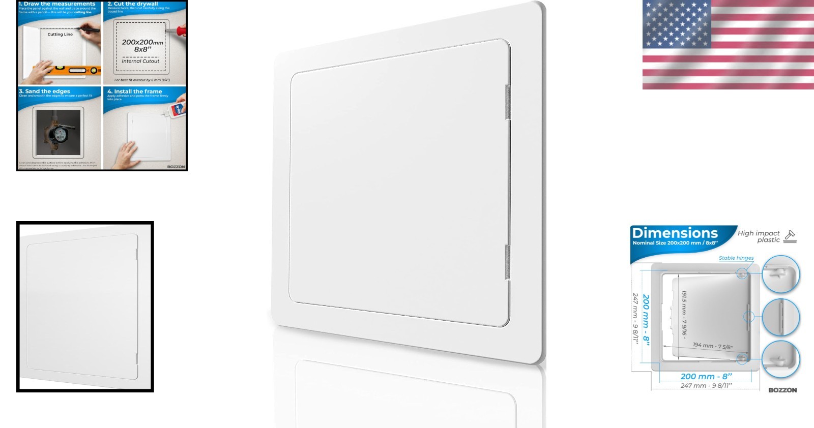 8x8 Inch Access Panel for Plumbing & Electrical - Durable Plastic Solution