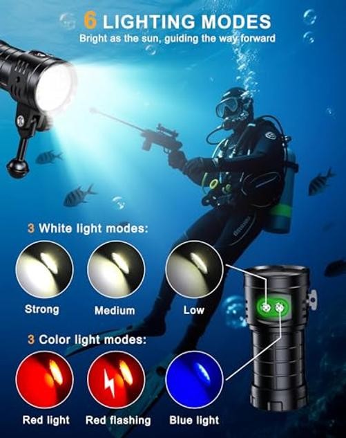 16 LED 5000 Lumens Dive Light, 200M Underwater Diving Flashlight | 3 Modes,