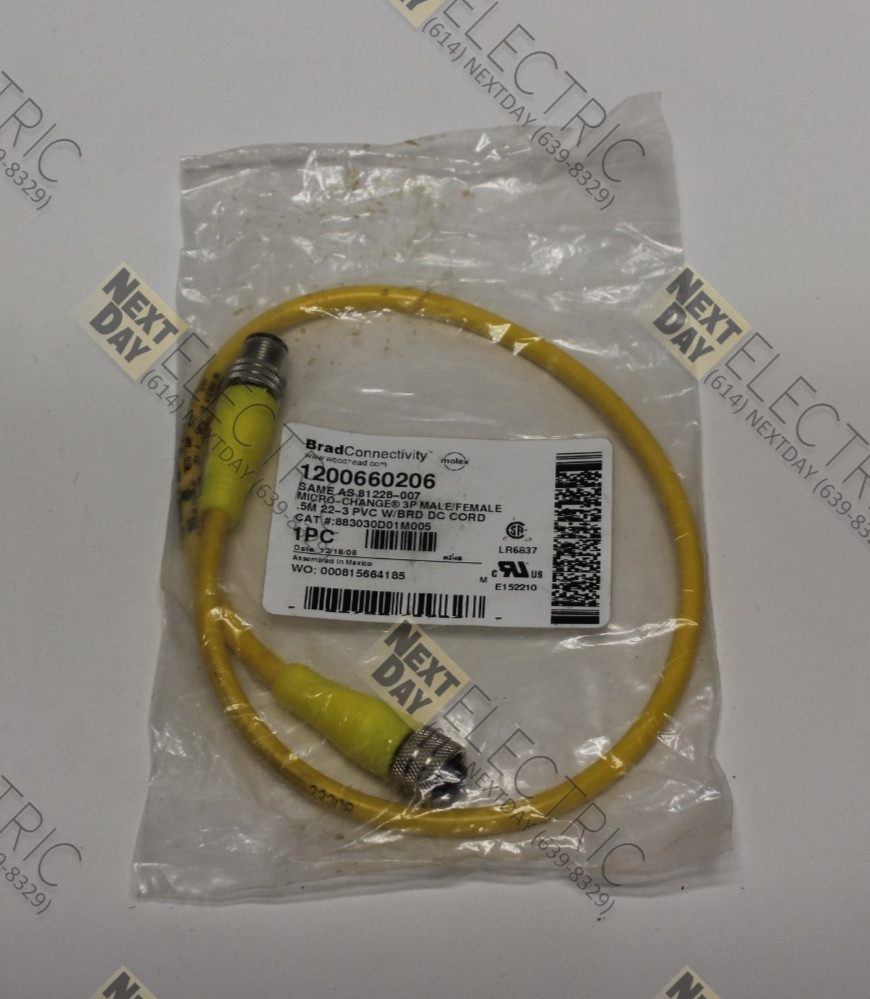 Brad Connectivity, 1200660206, 81228-007, 883030D01M005, Cordset Woodhead