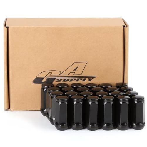 Lug Nuts 14X1.5, Close End Bulge Acorn Lug M14x1.5 Black 24pcs - 1.9" Tall