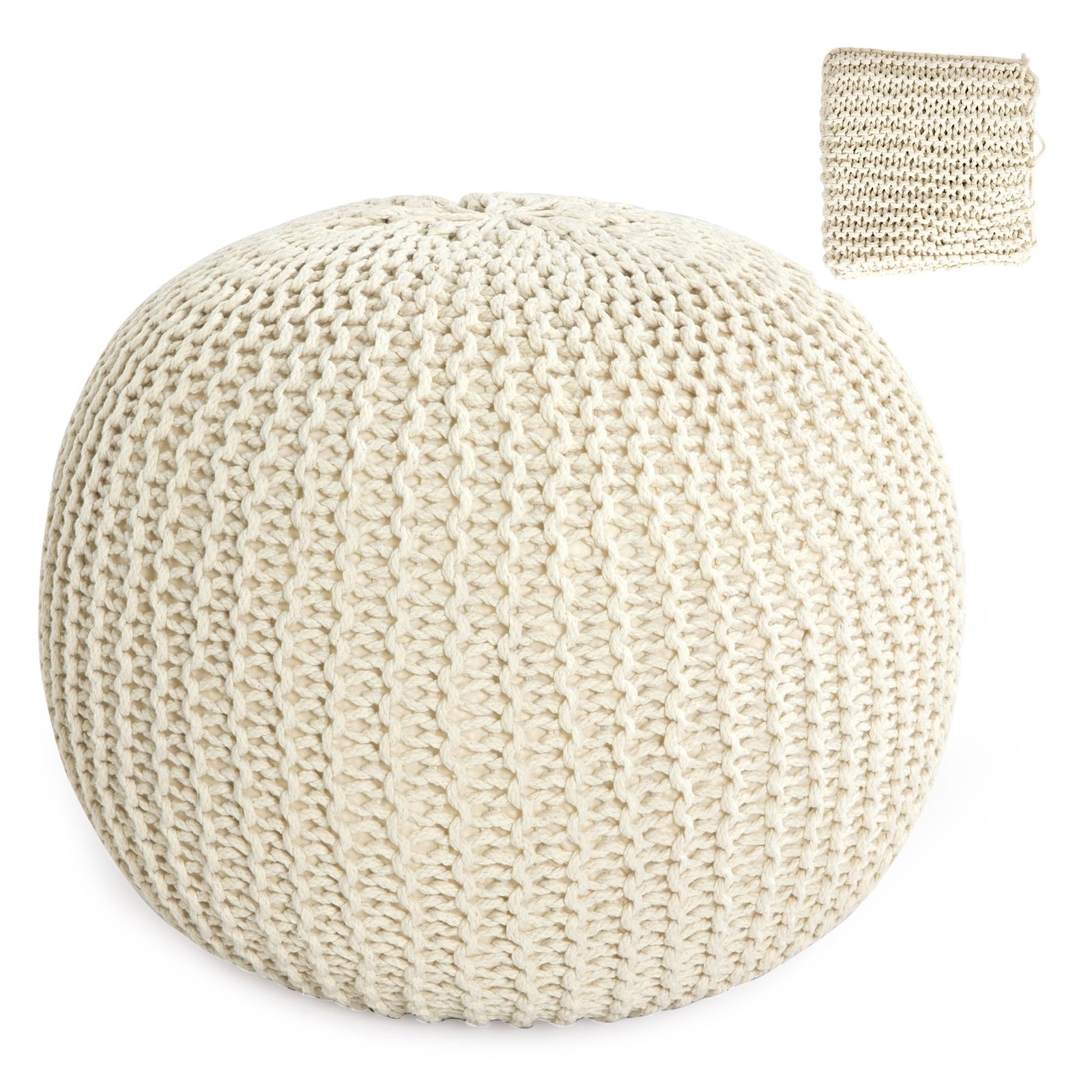 Hombys Unstuffed Ottoman Pouf Cover 100 Cotton Handmade Knitted Ottoman Pouf