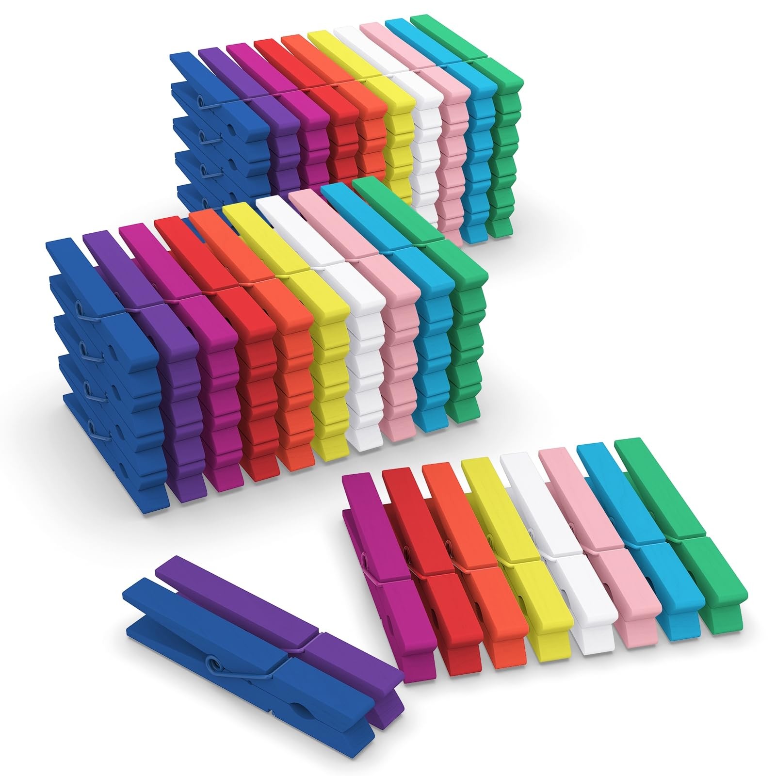 100 Pcs Colored Clothes Pins Wooden, Colored Clothespins for Crafts 2.9 Inch,...