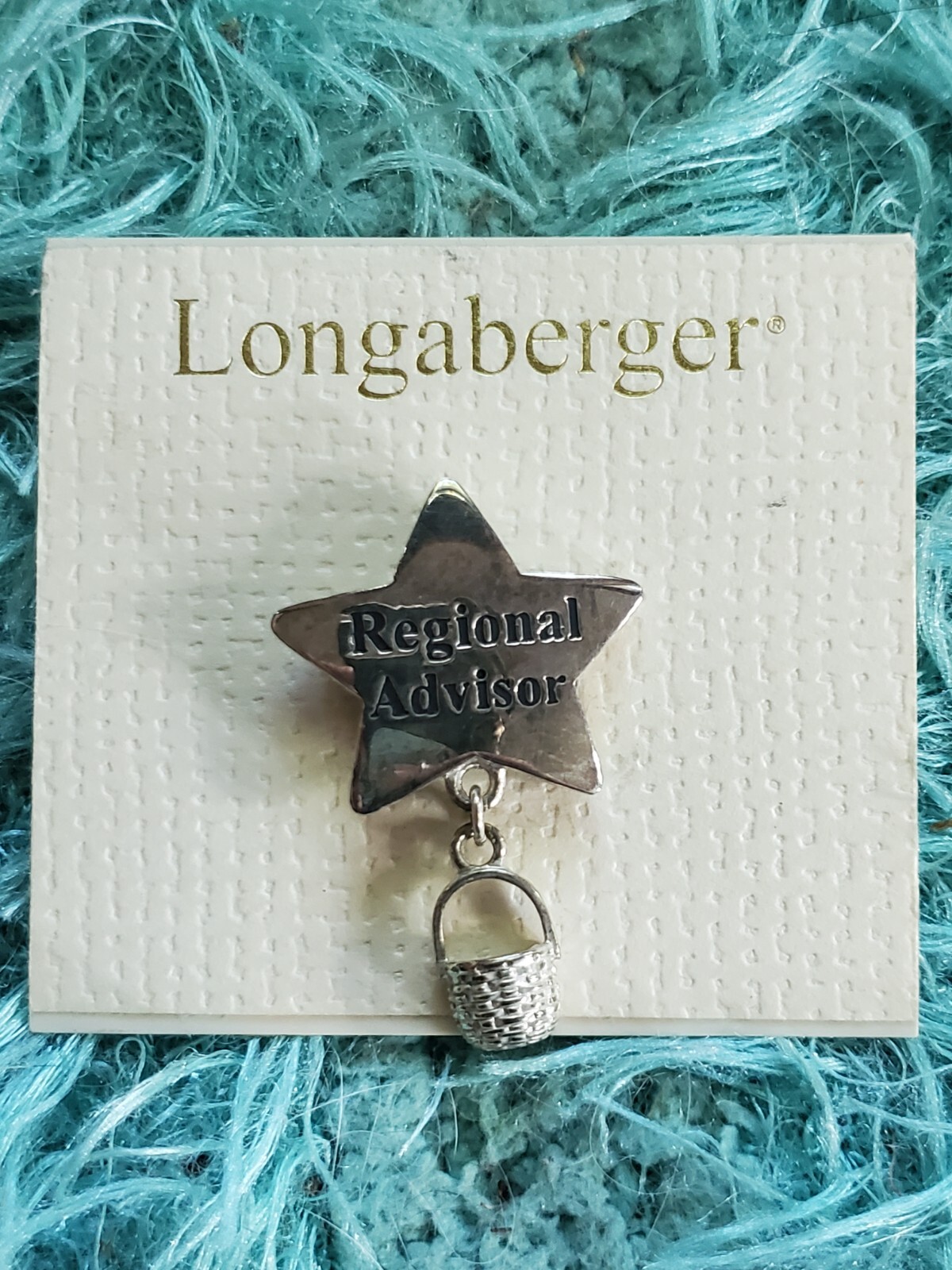 Longaberger Baskets Regional Advisor Silver Tone Star Award Basket Pin 1"x1.5"