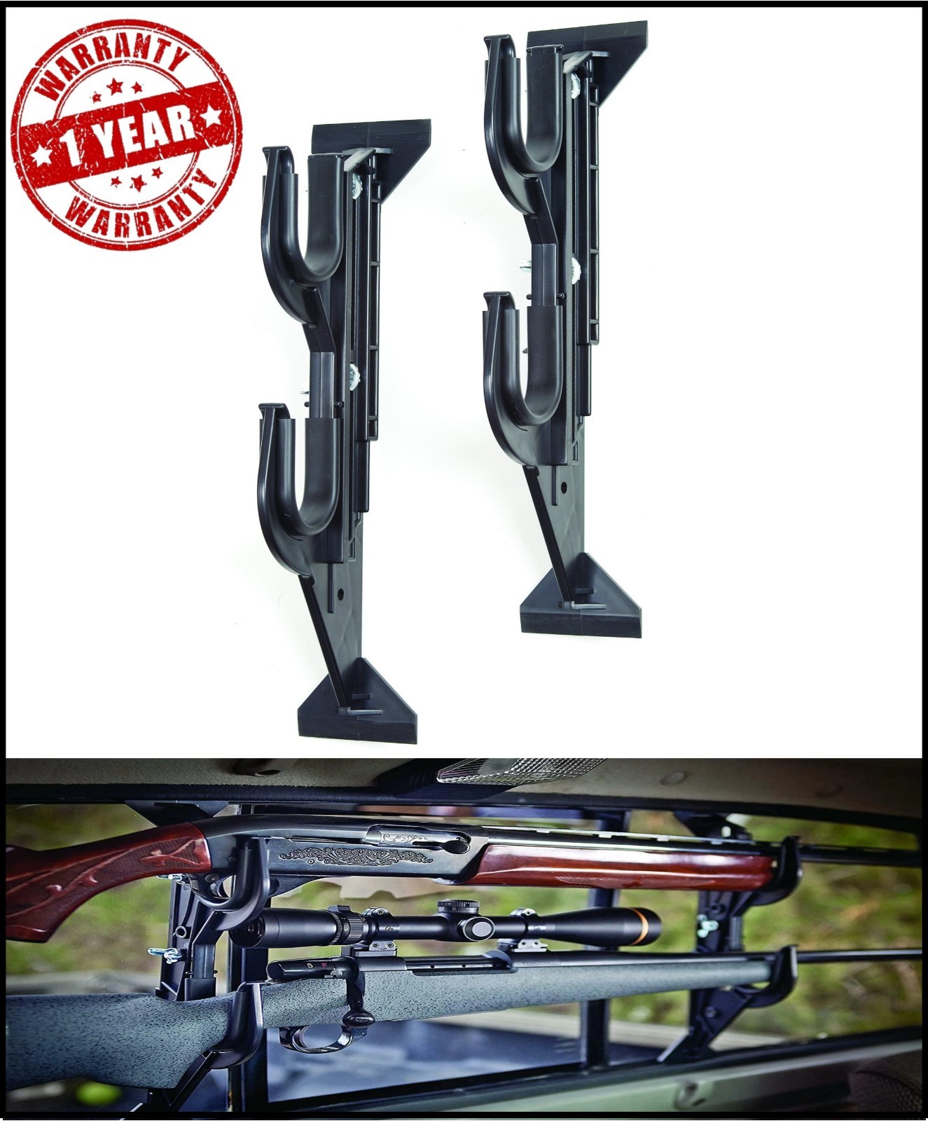 Truck Rear Window Rifle Shot Holder Rack Vehicle Pickup Mount Back Metal free sh