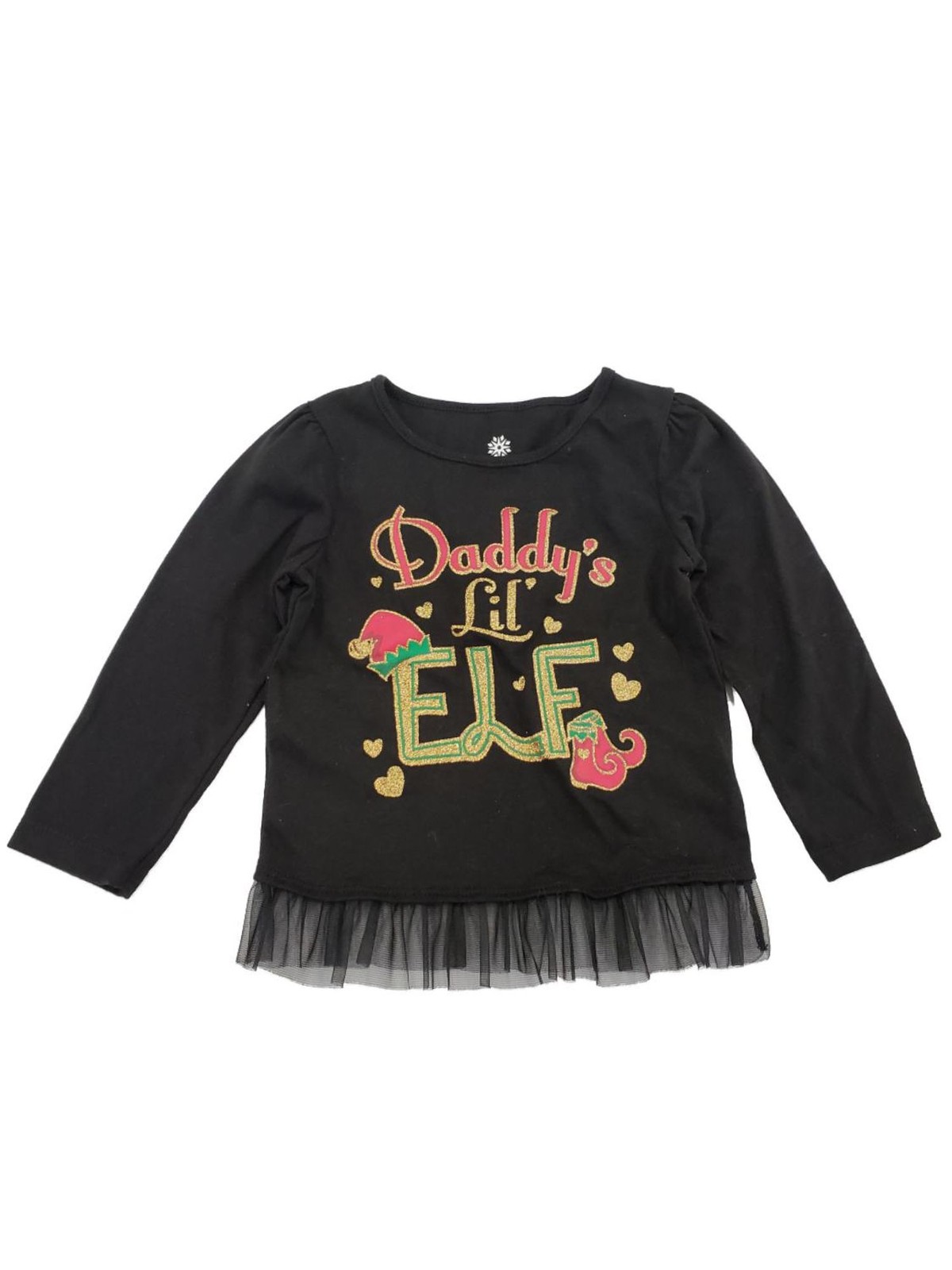Infant and Toddler Girls Daddy's Lil Elf Christmas Glitter Baby Tee T Shirt 18m