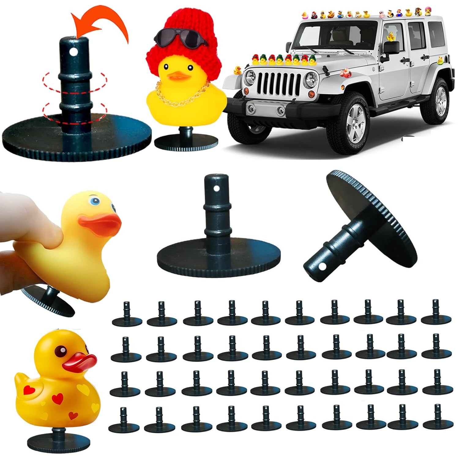 10 Pcs Air Vent Rubber Duck Holder with Buckle Anti Slip Dual Buckle